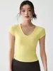 Camiseta Deportiva de Verano para Mujer, Manga Corta, Delgada, Ajustada, Cuello en U, Secado Rápido, para Correr, Deportes, Pilates, Entrenamiento, Yoga