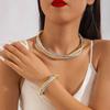 Anillo de Metal Personalizado Estilo Europeo y Americano Transfronterizo, Collar de Cadena Múltiple, Diseño de Líneas Geométricas, Juego de Joyería Exagerado