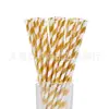 Pajita de Papel Rayada Bronce Desechable Biodegradable Papel de Grado Alimenticio Pajita para Postres Fiesta Pajita Decorativa