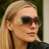 Gafas de Sol Sin Montura de Estilo Nuevo Europeo y Americano, Diamante Cisne de Alta Gama, Una Pieza, Personalizadas, Versátiles, de Moda, Gafas para Mujer