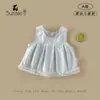 Camiseta Chaleco para Bebé Niña 2026 Verano Nuevo Estilo Coreano Dobladillo de Malla para Bebé sin Mangas Blusa Top Cómoda