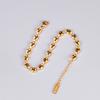 S43 Pulsera Corta Ovalada Francesa Europea y Americana Nariz de Cerdo Grano de Café Simple Acero Titanio Chapado Oro 18K Pulsera de Mujer