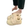 Sapatos de Algodão com Velcro de Solado Grosso Inverno 2025 Novos Sapatos Peludos Aveludados Acolchoados Sapatos de Plataforma Quente para Mulheres