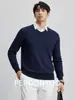 Suéter de Hilo Suave como una Nube, Cálido para Invierno, Amigable con la Piel, Cuello en V para Hombre, Térmico y Versátil para Viajar al Trabajo, Para Usar en Capas, Tejido de Punto de Color Sólido