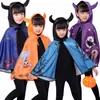 Capa con Cuernos de Diablo para Niños de Halloween Bruja Calabaza Mago Vestido de Actuación Capa para Niños