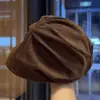 Gorro plisado de nicho sombrero de otoño e invierno pana pañuelo japonés para la cabeza cabeza grande versátil holgado cálido para adelgazar la cara sombrero para la cabeza