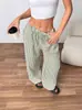 Em Estoque Primavera, Verão e Outono Europeu e Americano Amazon Aliexpress Tk Transfronteiriço Calças Casuais Retas Listradas Soltas Femininas