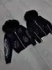 Sudadera con Capucha y Cremallera de Manga Larga Estampado de Leopardo Estilo Y2K Otoño e Invierno Ajustada Personalizada Estilo Callejero con Tachuelas Negras
