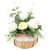 Cesta tejida, Cesta para arreglo floral simulado, Bolso tipo bandolera Mini cesta de flores, Objetos pequeños para el hogar, Bolso de mano para bodas, Exhibición para fiestas navideñas