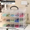 Brinquedo de Enfiar Contas Multicamadas Portátil para Crianças DIY Caixa de Armazenamento Artesanal Caixa de Decoração com Contas Soltas de Plástico Transparente com Tampa