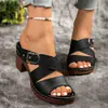 Sandalias Romanas de Tacón Grueso Huecas de Gran Tamaño para Comercio Exterior Transfronterizo Europeo y Americano 2026 Nuevo Estilo Otoño Zapatos de Mujer con Tira Alta y Tacón