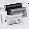 2025 Popular Bolsa de Armazenamento Transparente de Malha Grande Capacidade com Zíper Bolsa Portátil Especial para Armazenamento de Lápis para Provas de Estudantes