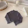 [Nueva Colección Otoño/Invierno] Nuevos Tops para Bebés Niñas Estilo Nuevo Camisa Base con Borde de Volantes de Princesa Niñas Pequeñas Prendas de Punto para Niños