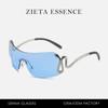 Gafas de Sol Sin Marco con Diseño Integrado, Populares Gafas de Calle Transfronterizas, Gafas de Sol Metálicas Y2K de Marco Grande Unisex Amazon