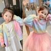 Suéter para Niñas Arcoíris Forro Polar Largo Cárdigan para Exteriores Tejido 26 Otoño e Invierno Nuevo Estilo Comercio Exterior Ropa Infantil al por Mayor 3-8 Años