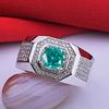 Taobao live tremolo joias rigorosamente selecionadas incrustadas com oito corações e oito flechas zircônio azul e verde imitação anel de diamante Maldivas Mosan