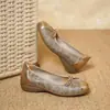 2026 Novos Sapatos Slip-On Baixos Color Block para Mulheres com Laço, Sapatos Vovó Macios de Solado Plano para Outono