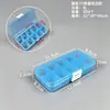 Caixa Organizadora de Plástico Azul Transparente com 10 Compartimentos e Travas Brancas, Organizador Portátil para Brincos, Anéis, Pulseiras e Colares