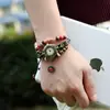 Relógio Pulseira de Couro Trançado com Contas em Camadas, Estilo Retrô, Artístico e Simples, Ajustável, Best-seller Transfronteiriço, Relógio Eletrônico Versátil