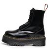 Botas de Motocicleta Europeas y Americanas de Ojo Único con Suela Gruesa de 1 Agujero 1460 Cremallera Lateral Botines Cortos para Mujer Británica Suela de Plataforma con Cordones Botas de Trabajo