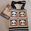 Bolsa de Ombro Flor Doce Estilo Japonês e Coreano Bolsa Tote de Tricô de Grande Capacidade Versátil para o Dia a Dia Bolsa para Livros de Estudante
