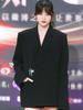 Xz158 Blazer para Mujer Tallas Grandes Estilo Coreano Chica Gordita Chaqueta de Traje de Manga Larga Abotonada de Longitud Media para Mujer