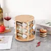 Personalizado Transfronterizo Medio Oriente Amazon Base Giratoria Vidrio Set de Botellas para Condimentos Estante de Madera para Condimentos Fabricante Venta al por Mayor