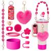 Funda de Silicona Personalizada para Taza Cubierta para Taza de Agua Stanley Cuerda de Bolso Cadena para Taza de Flores Corazón Set de Colgante de Felpa y Set