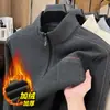 Sudadera Gruesa de Cuello Medio para Papá, Camiseta Forrada de Polar Cálida Todo en Uno para Hombres de Mediana Edad y Mayores, Camiseta Base Ajustada de Terciopelo para Hombre