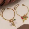 Pulsera de Moda Europea y Americana Collar de Oro de 18K Cadena en Forma de O Collar de Cristal Pulsera de Perlas Collar de Circonita Joyería de Acero Inoxidable