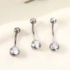 Aleación de titanio G23 incrustado circón clavo para ombligo anillo para ombligo titanio F136 rosca externa anillo para ombligo joyería para perforación de cuerpo humano ombligo