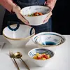 Tazón de Ramen Estilo Japonés de Cerámica para Uso Doméstico, Tazón de Sopa Creativo, Tazón de Arroz, Vajilla Tendencia de Cerámica para Fideos Instantáneos, Estilo Simple