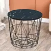 Mesa de noche moderna para dormitorio, mesa de café pequeña nórdica, arte de hierro multifuncional minimalista con almacenamiento para rincón de sala de estar