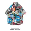 Camisas Florais Havaianas Retrô Estilo Hong Kong para Homens e Mulheres, Tendência Soltas e Bonitas para Casais, Camisas Versáteis de Manga Curta