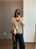Design estiloso, tecido de malha elástico, botão de concha, decote em U de camada dupla, cor contrastante, camiseta de manga curta estilo two-piece falso para o verão H070403