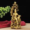 Estatua de Cobre del Bodhisattva Guanyin, Guanyin para Adoración en Casa en la Entrada, Guanyin con Doble Dragón Jugando en el Agua, Estatua de Buda Guanyin de la Luna del Agua