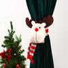 Nova Decoração de Natal Papai Noel Elástico Cortina Fivela Feriado Janela Cena Layout Cartoon Boneca Fivela