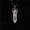 Colgante de Punta de Cuarzo Piedra Cristal Ágata Bala Columna Hexagonal Colgante de Collar Estilo Bohemio