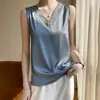 Camisola de Verano de Seda de Hielo con Cuello en V para Mujer, Top Exterior sin Mangas, Traje de Moda Holgado, Ropa Interior