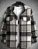 Camisa de Franela a Cuadros Cepillada de Manga Larga Ajustada de Venta Caliente Otoño e Invierno 2024 para Hombre