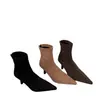 Botines Chic Vintage de Punta Fina Franceses para Otoño e Invierno, Nuevas Botas Cortas de Caballero Delgadas de Gamuza