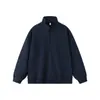 Ropa de Hombre Shanggu Estilo Americano Peso Pesado Cuello Alto Media Cremallera Holgada Versátil Sudadera para Hombres y Mujeres, Chaqueta Casual de Manga Larga para Primavera