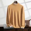 Tricô de Cashmere Masculino Gola Alta Meia Manga Tricô Casual de Negócios Tricô de Manga Longa para Usar por Baixo com Novidades Outono e Inverno