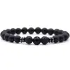 Venta caliente transfronteriza Europa y Estados Unidos 8mm piedra volcánica natural esmerilada ojo de tigre lapislázuli cuentas para hombres y mujeres pulsera de mano al por mayor