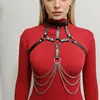 Gargantilla de Cuero Estilo Europeo y Americano, Cadena Corporal, Joyería Integrada, Cadena Sexy para el Pecho, Danza del Vientre Hueca Estilo Callejero