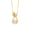 Bolsa de la Suerte Collar de Plata de Ley 925 para Mujer Lujo Accesible Cadena para Clavícula de Perla Natural de Agua Dulce Regalo de San Valentín Colgante