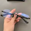 Gafas de Moda Retro Negocios Versátiles Unisex Sin Marco Perforadas Patas Gruesas para Graduación y Sin Graduación