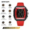 Relógio Eletrônico Sanda Novo Produto de Comércio Exterior Multifuncional à Prova d'Água Esportivo Formato de Barril Brilho Noturno para Escola Relógio Estudante