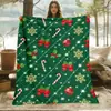 Bestseller transfronterizo de Amazon: Manta de franela con estampados de alce, bruja y calabaza para doble festividad, sofá, fiesta de Navidad