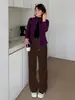 Pantalones Casuales Cálidos de Mezcla de Lana con Forro de Polar para Mujer Talla Grande, Nuevo Estilo de Invierno, Pantalones de Pierna Ancha Suaves y con Caída 413632